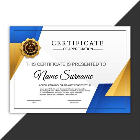 شهادة تقدير حديثة جائزة قالب ناقل Certificate Of Appreciation Award