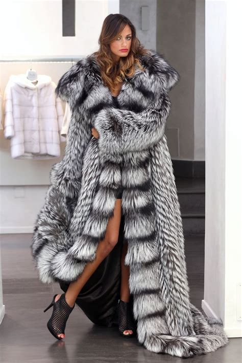 Fur Coat Jacket Silver Fox Simply Wonderful Full Lenght Pelzmantel