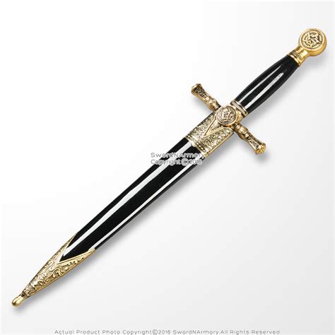 15” Masonic Ceremonial Dagger Templar Knight Freemasonry Scabbard Gold