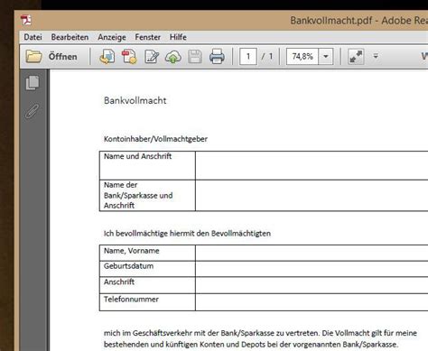 With noun/verb tables for the different cases and tenses ✓ links to audio pronunciation and relevant forum discussions ✓ free. Vollmacht Bank PDF - Vorlage - Download - CHIP