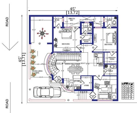 South East Facing House 2 Bhk Plan Drawing Dwg File Cadbull