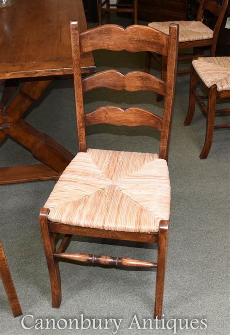 Set 8 Oak Ladderback Kitchen Dining Chairs Rush Seats