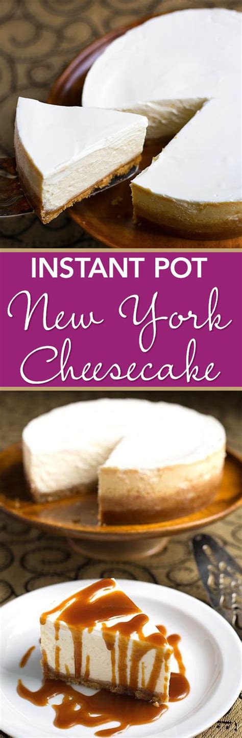 Fold a large piece of foil (about 18) into thirds to make a long sling, and lower it set timer for 35 minutes. Instant Pot New York Cheesecake | Simply Happy Foodie