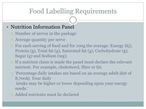 Ppt Food Regulations And Food Labelling Powerpoint Presentation Id