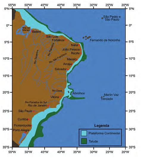 Região costeira brasileira plataforma e talude continentais Download Scientific Diagram
