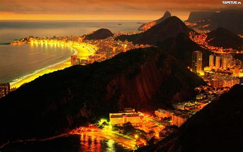Rio De Janeiro Brazylia Panorama Nocą