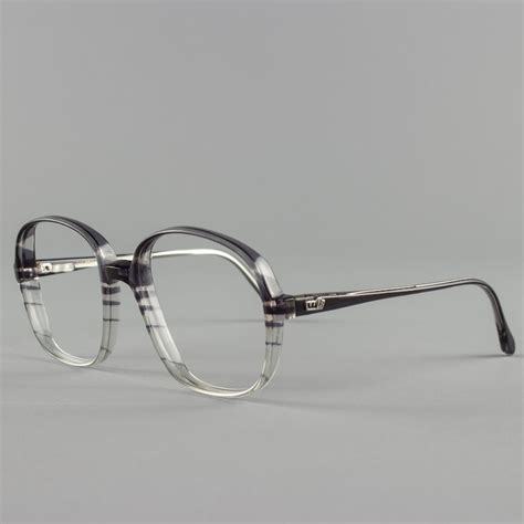 vintage eyeglass frame oversized clear grey stripe 80s etsy