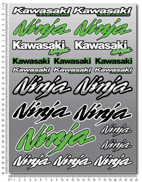 Kawasaki Racing Ninja Universal Logo Decals Kit Moto