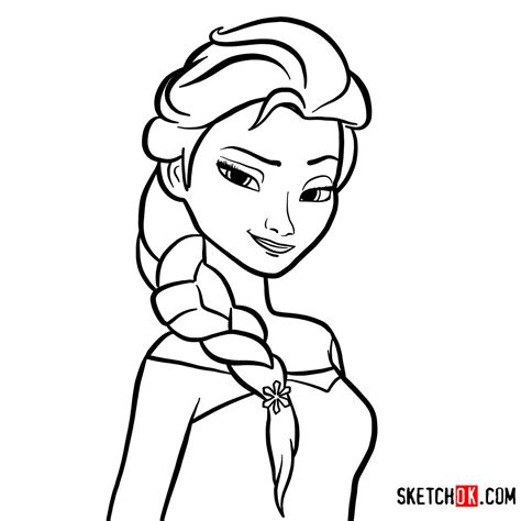 How To Draw Princess Elsas Portrait Frozen Sketchok Step By Step