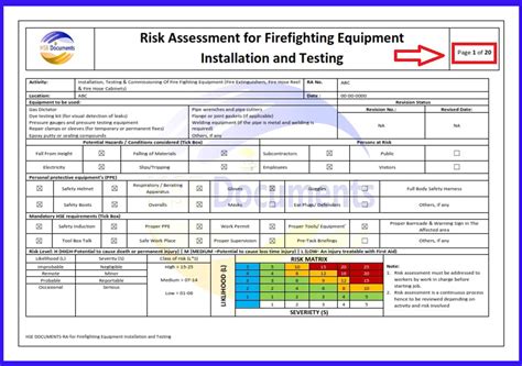 Risk Assessment For Firefighting Equipment Installation And Testing