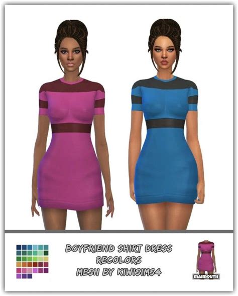 Simsworkshop Boyfriend Shirt Dress Recolors By Maimouth • Sims 4
