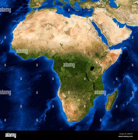 True Color Terramodis Satellite Image Of Africa Rendered In Lambert