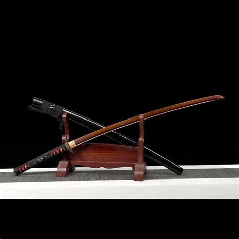 Hand Forged Japanese Samurai Katana Sword Damascus Folded Steel Reddish