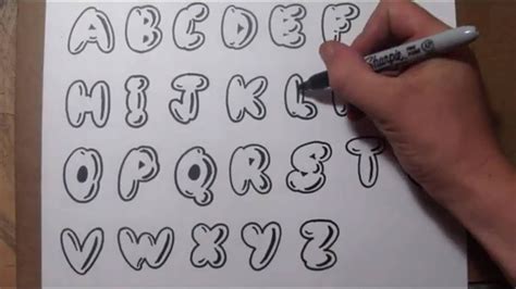 How To Draw Bubble Letters Easy Graffiti Style Lettering Youtube