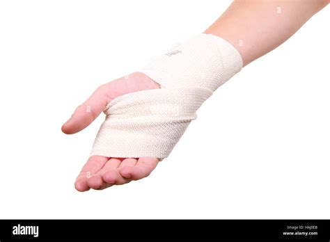 Injured Hand With Bandage Stock Photo Alamy
