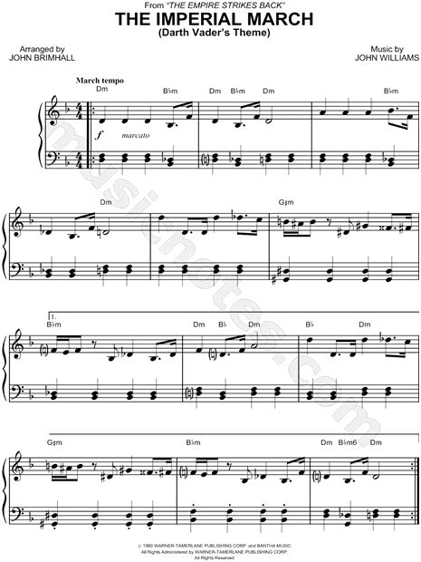 It was composed by john williams for the film star wars: "The Imperial March" from 'Star Wars' Sheet Music (Easy Piano) (Piano Solo) in D Minor ...