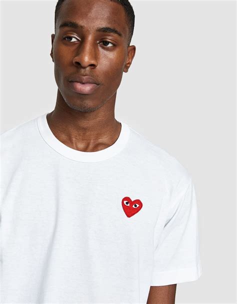 Comme Des Gar Ons Play Play Red Heart Tee In White Heart Tee Selling