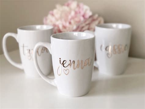 Rose Gold Bridesmaid Coffee Mugs Bridesmaid Cups Personalized