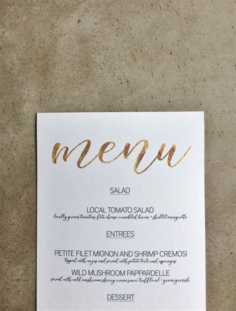 Once you have chosen a template, change the text, and add your food options. FREE DOWNLOAD: Gold Menu Template | Diy wedding menu ...
