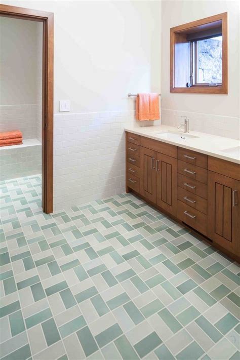 Rectangular Tile Patterns Bathroom Rustic With Heath Ceramics Trim And