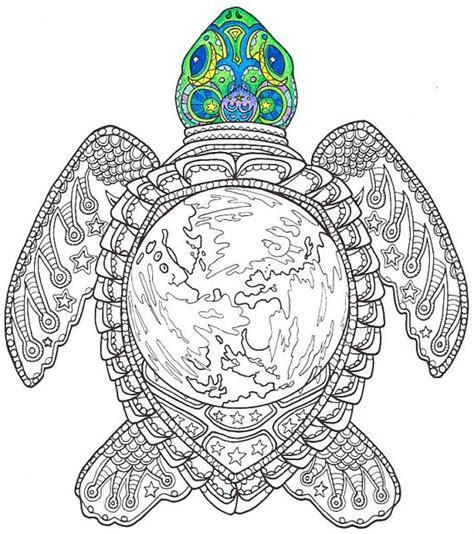 You can use our amazing online tool to color and edit the following turtle coloring pages. Adult Coloring Page World Turtle Printable coloring page