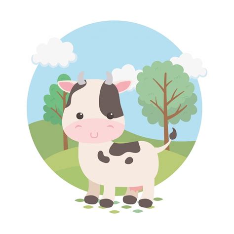 Premium Vector Cute Cow Animal Farm Character