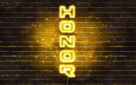 Download Wallpapers 4k Honor Yellow Logo Vertical Text Yellow