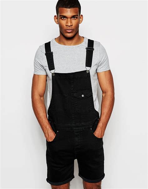 You can choose your preferred option from a selection of printed cotton shorts with patterns. Lyst - Asos Short Dungarees In Plain Black in Black for Men