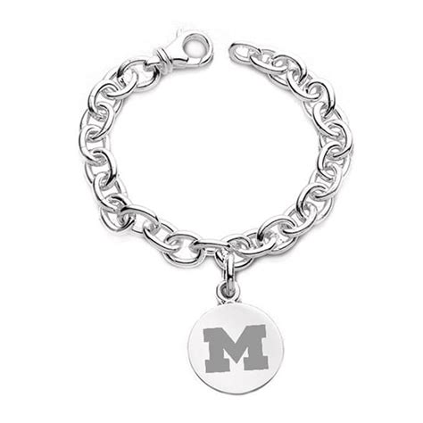 University Of Michigan Sterling Silver Charm Bracelet