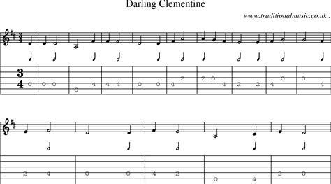 American Old Time Music Scores And Tabs For Guitar Darling Clementine