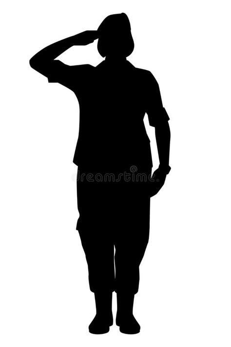 silueta de un saludo militar soldado con fondo blanco y negro stock de ilustración