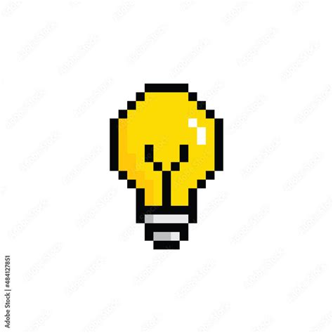 Pixel Art Light Bulb Vector Game 8 Bit Lamp Icon Logo Idea Icon
