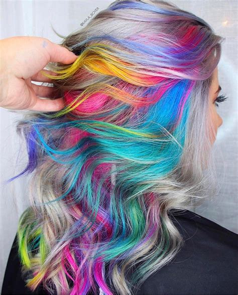 Hidden Rainbow 💋 Cool Hair Color Rainbow Hair Color Hair Styles