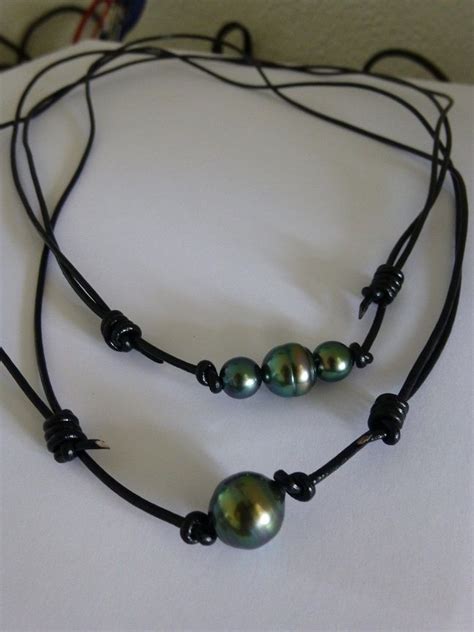 Handmade Necklaces Mens Tahitian Black Pearl Tahitian Black