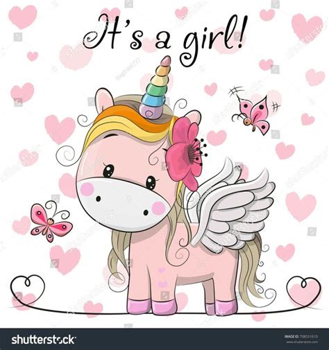 Pin By Khris Ruiz On Unicornio Baby Shower Greeting Cards Cartoon