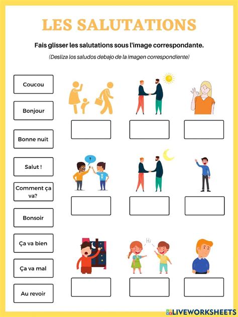 Les Salutations Online Exercise French Worksheets Basic French Words