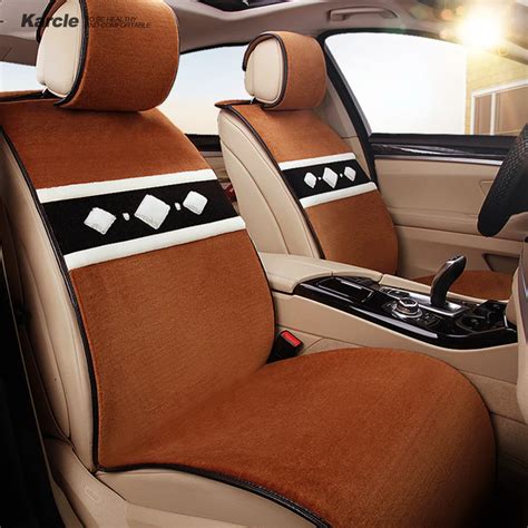 Karcle Sheepskin Fur Seat Covers Kits Whole Set Wool Car Seat Protector Breathable Seat Cushion