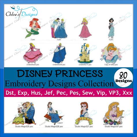 80 Disney Princess Brother Machine Embroidery Designs Etsy