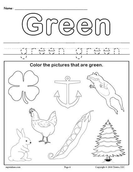 Color Green Worksheet Color Worksheets For Preschool Preschool