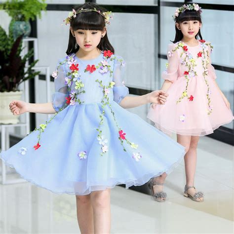 Korean Kids Clothes Children Princess Dress Summer Baby Mesh Floral