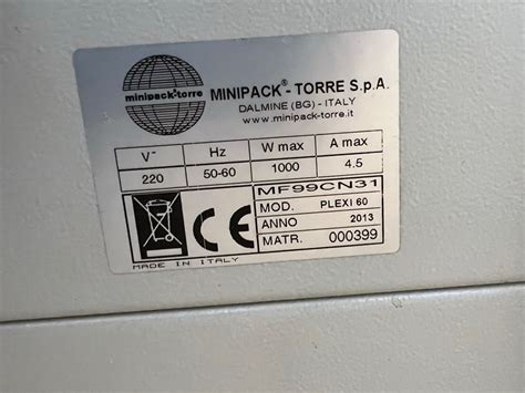 Used Minipack Torre Continua Plexi 60 With Shrink Wrap Tunnel 50 Twin