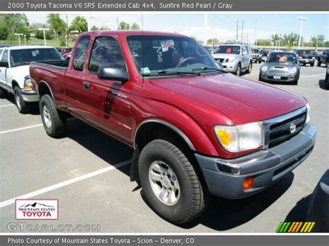Sunfire Red Pearl 2000 Toyota Tacoma V6 Sr5 Extended Cab 4x4 Gray