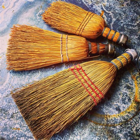 Whisk Brooms Set Of Three Vintage Straw Brooms By Assemblage333 On