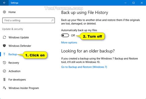 File History Turn On Or Off In Windows 10 Windows 10 Tutorials