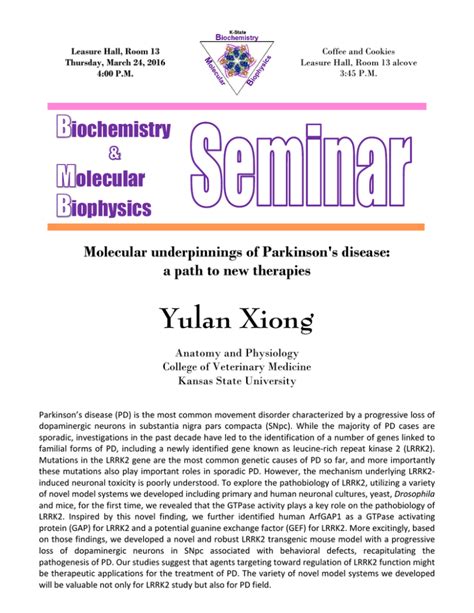 Yulan Xiong Iochemistry Olecular