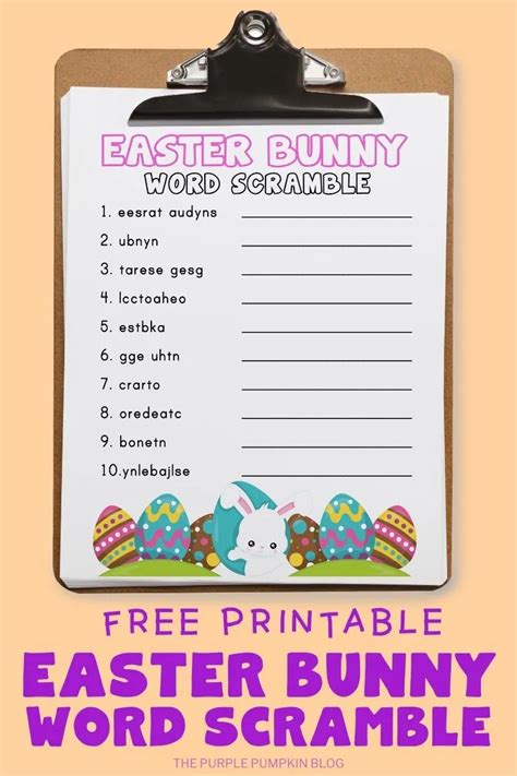 Free Printable Easter Bunny Word Scramble Free Easter
