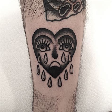 Crying Heart Tattoo By Christian Lanouette Heart Tattoo Heart Tattoo
