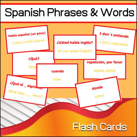 Spanish Flash Cards Words And Phrases My Teaching Library