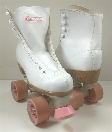 Chicago Roller Skates Women 5 White Boot Pink Wheels Classic Derby Rink