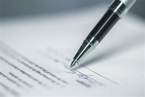 Pen And Signature On Paper Background Stock Image Image Of Blue